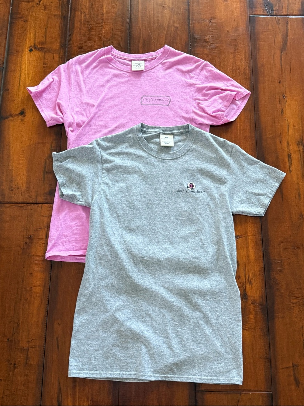 Simply Southern Short Sleeve Tees in Pink and Gray